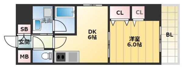 大国町駅 徒歩3分 6階の物件間取画像